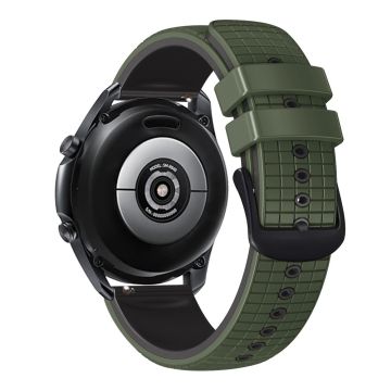 20mm Universal grid texture on silicone strap - Army Green / Black