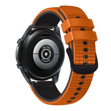 20mm Universal grid texture on silicone strap - Orange / Black