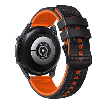 20mm Universal grid texture on silicone strap - Black / Orange