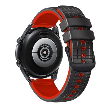 20mm Universal grid texture on silicone strap - Black / Red