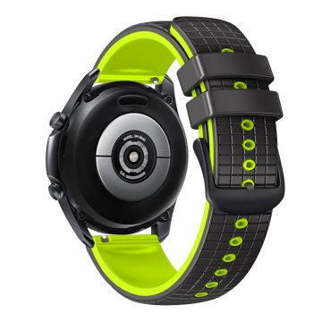 20mm Universal grid texture on silicone strap - Black / Lime