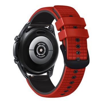 20mm Universal grid texture on silicone strap - Red / Black