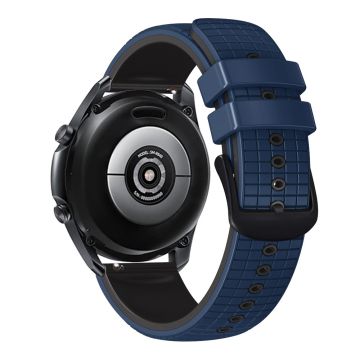 22mm Universal grid texture on silicone strap - Dark Blue / Black