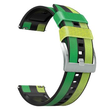 22mm Universal triple color style silicone strap - Green / Black