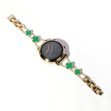 20mm Universal aluminum alloy clover adorned strap - Gold / Green