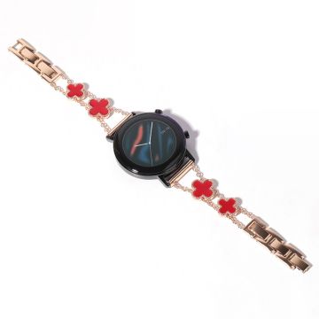 20mm Universal aluminum alloy clover adorned strap - Rose Gold / Red