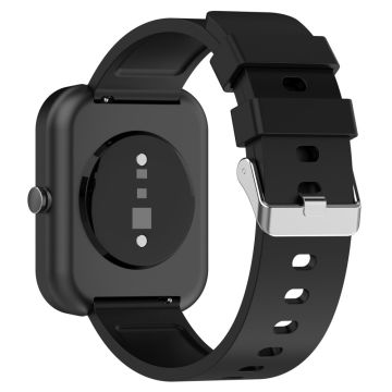 20mm Universal silicone strap with stainless steel buckle - Black