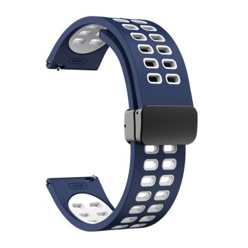 20mm Universal dual color silicone strap with black buckle - Midnight Blue / White