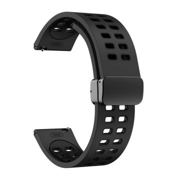 20mm Universal dual color silicone strap with black buckle - Coal Black / Black