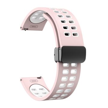 20mm Universal dual color silicone strap with black buckle - Pink / White