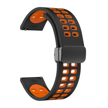 20mm Universal dual color silicone strap with black buckle - Black / Orange