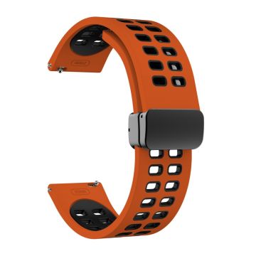 20mm Universal dual color silicone strap with black buckle - Orange / Black