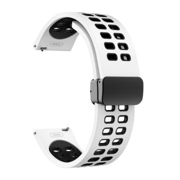 20mm Universal dual color silicone strap with black buckle - White / Black