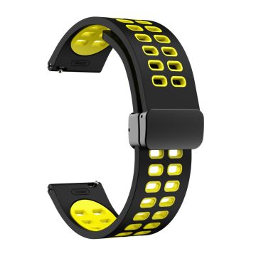 20mm Universal dual color silicone strap with black buckle - Black / Yellow