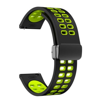 20mm Universal dual color silicone strap with black buckle - Black / Fluorescent Green