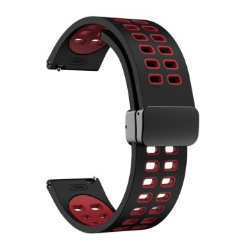 20mm Universal dual color silicone strap with black buckle - Black / Red