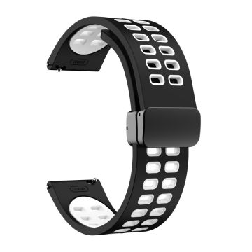 20mm Universal dual color silicone strap with black buckle - Black / White