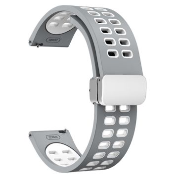 20mm Universal dual color silicone strap with silver buckle - Grey / White