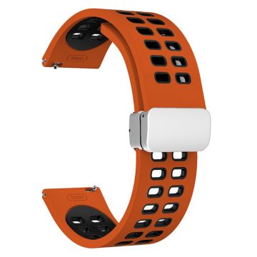 20mm Universal dual color silicone strap with silver buckle - Orange / Black