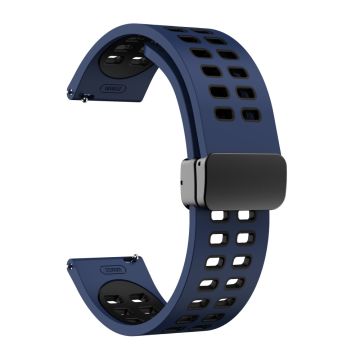 22mm Universal dual color silicone strap with black buckle - Midnight Blue / Black