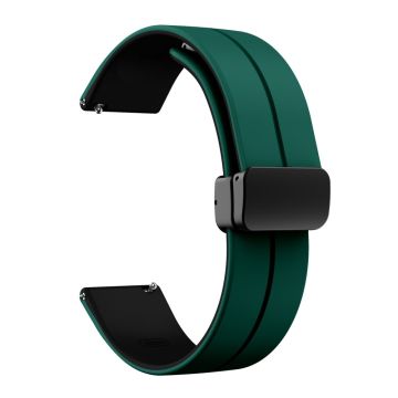 22mm Universal dual color silicone strap with black buckle - Blackish Green / Black