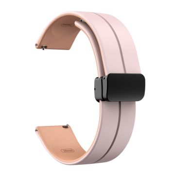 22mm Universal dual color silicone strap with black buckle - Pink / Rose Pink