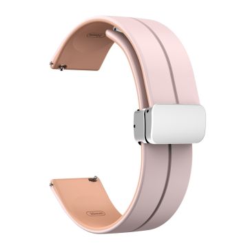 22mm Universal dual color silicone strap with silver buckle - Pink / Rose Pink