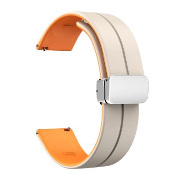 22mm Universal dual color silicone strap with silver buckle - Starlight / Orange