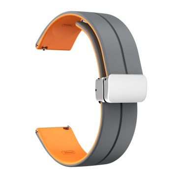 22mm Universal dual color silicone strap with silver buckle - Grey / Orange