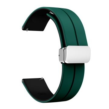 22mm Universal dual color silicone strap with silver buckle - Blackish Green / Black