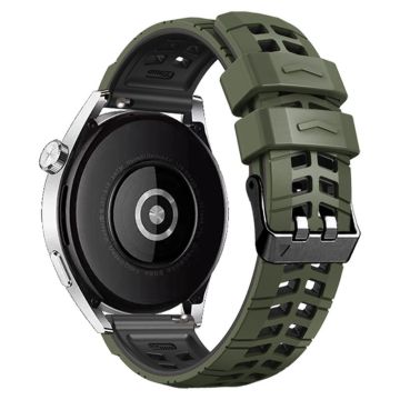 22mm Universal silicone textured strap - Army Green / Black