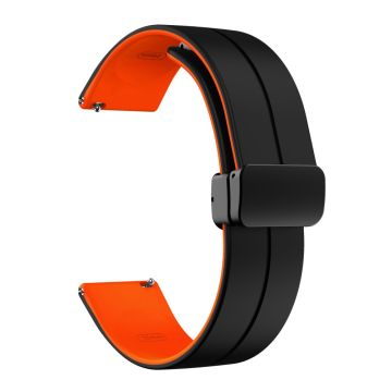 20mm Universal dual color silicone strap in black buckle - Black / Orange