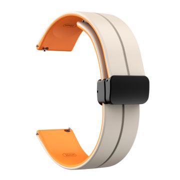 20mm Universal dual color silicone strap in black buckle - Starlight / Orange