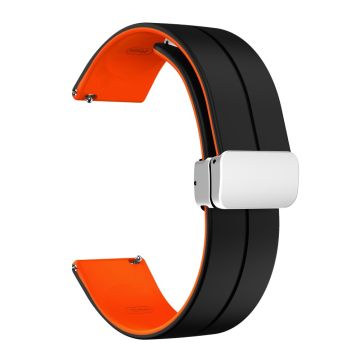 20mm Universal dual color silicone strap in silver buckle - Black / Orange