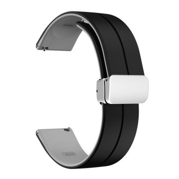 20mm Universal dual color silicone strap in silver buckle - Black / Grey