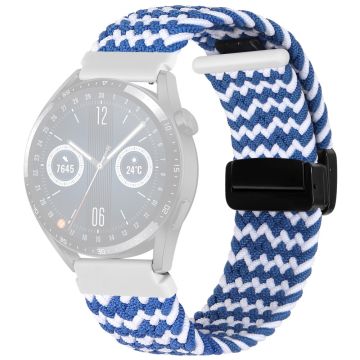 20mm Universal nylon braid strap - Blue / White Wavy Pattern