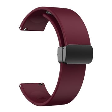 22mm Universal simple silicone strap with black buckle - Wine Red