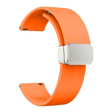 22mm Universal simple silicone strap with silver buckle - Orange