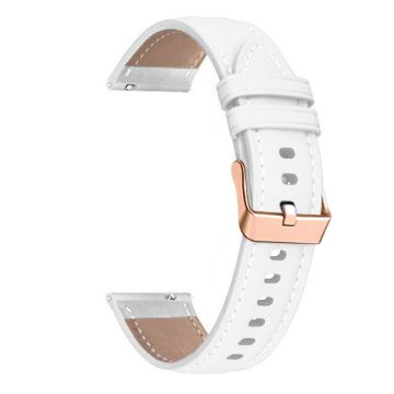 20mm Universal Genuine Cowhide leather strap with rose gold buckle - White