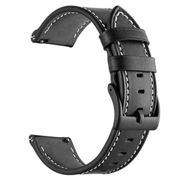 20mm Universal Genuine Cowhide leather strap - Black