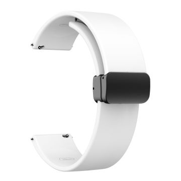 20mm Universal Silicone strap with folding black buckle - White