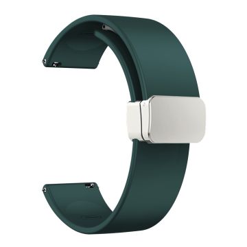 20mm Universal Silicone strap with folding silver buckle - Midnight Green