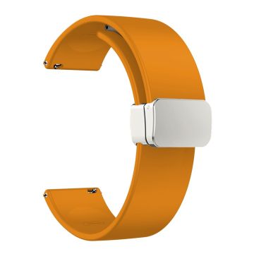 20mm Universal Silicone strap with folding silver buckle - Yellow