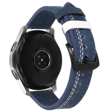 22mm Universal leather strap - Blue / White Stitch