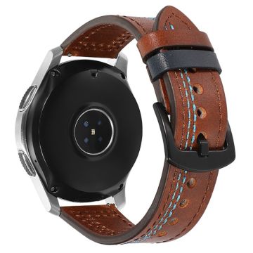 22mm Universal leather strap - Dark Brown / Baby Blue