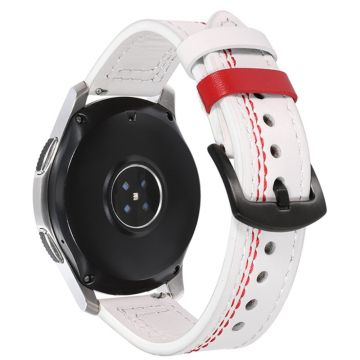 22mm Universal leather strap - White / Red Stitch