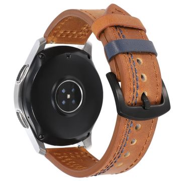 20mm Universal leather strap - Brown / Blue Stitch