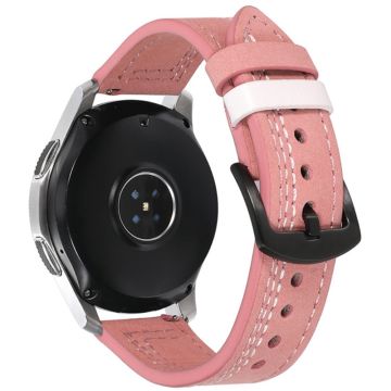 20mm Universal leather strap - Pink / White Stitch