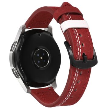 20mm Universal leather strap - Red / White Stitch