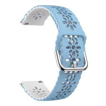 20mm Universal dual color flower hollow strap - Baby Blue / White